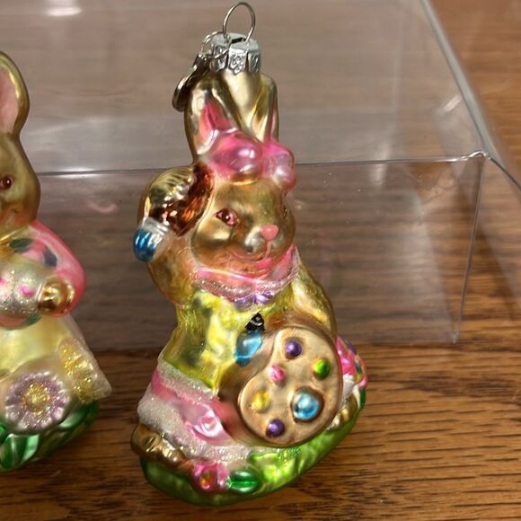 Department 56 set 4 Colorful Easter Glass Bunny Ornaments EUC - Picture 6 of 9